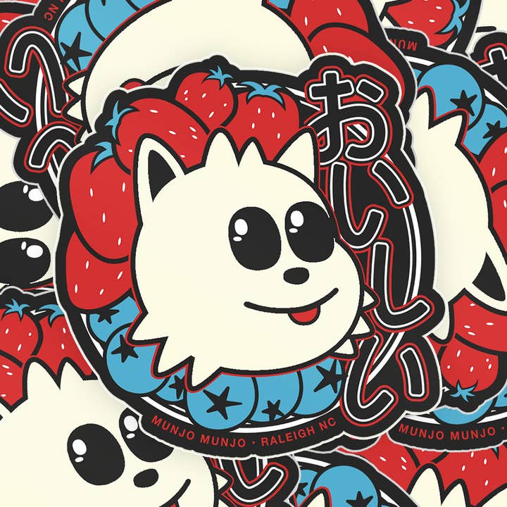 Berry Lover Dog Sticker for wholesale by Munjo Munjo