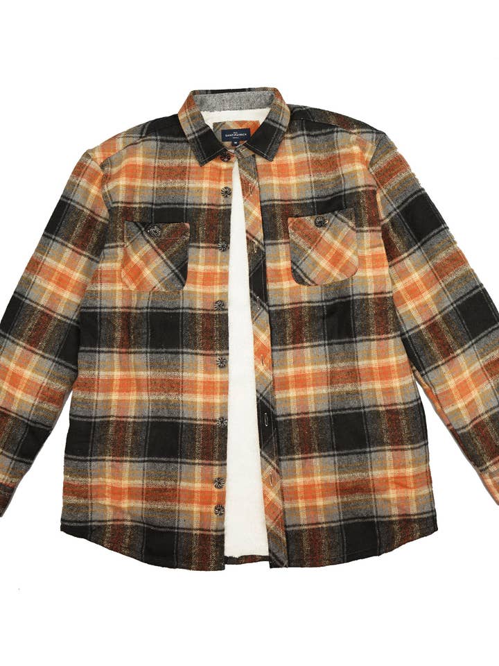Surchemise doublée en sherpa Bangor en citrouille et charbon pour la vente par Rue Saint-Patrick