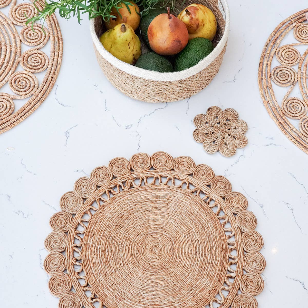 KORISSA - Wholesale Placemat - Handwoven Jute Flower Placemat-Set of 22