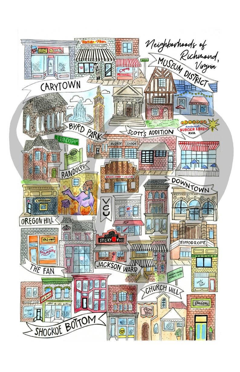 Mad Kitchen Co. - Venta al por mayor Ilustración - Barrios de Richmond Art Print9