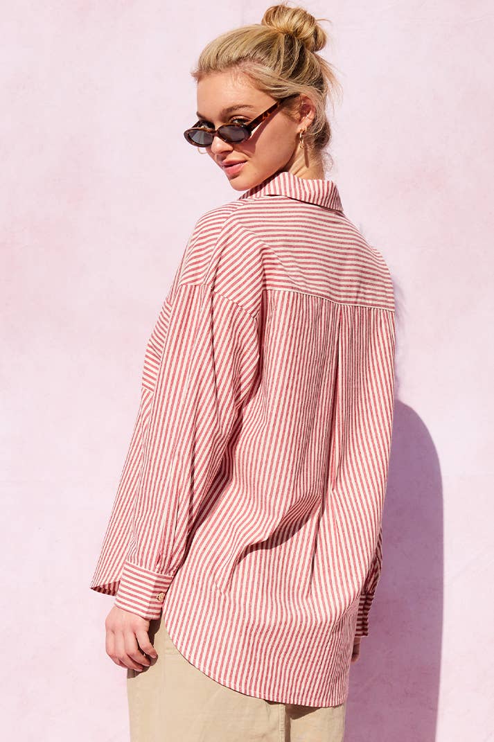 ILLA ILLA - Wholesale Button Down Shirt - Women's - Striped Cotton Shirt Top22