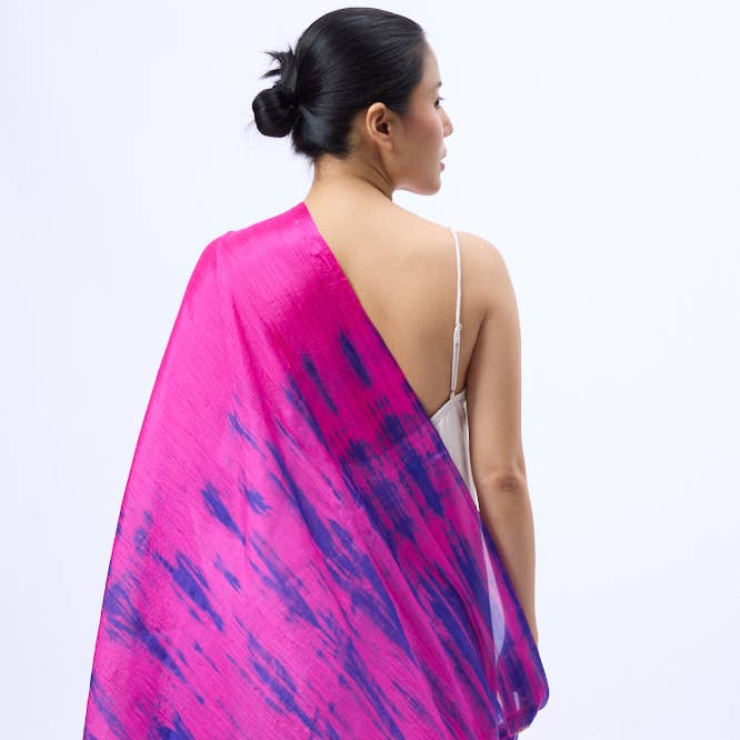 Stripe Fuchsia Purple Silk Habotai Scarf- Hand Dyed Luxury from Vietnam for wholesale by Silk and Bears