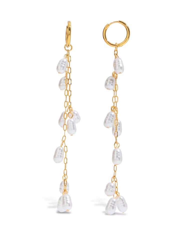 The sea drop hoop earring tassel PVD for wholesale by HoopLa