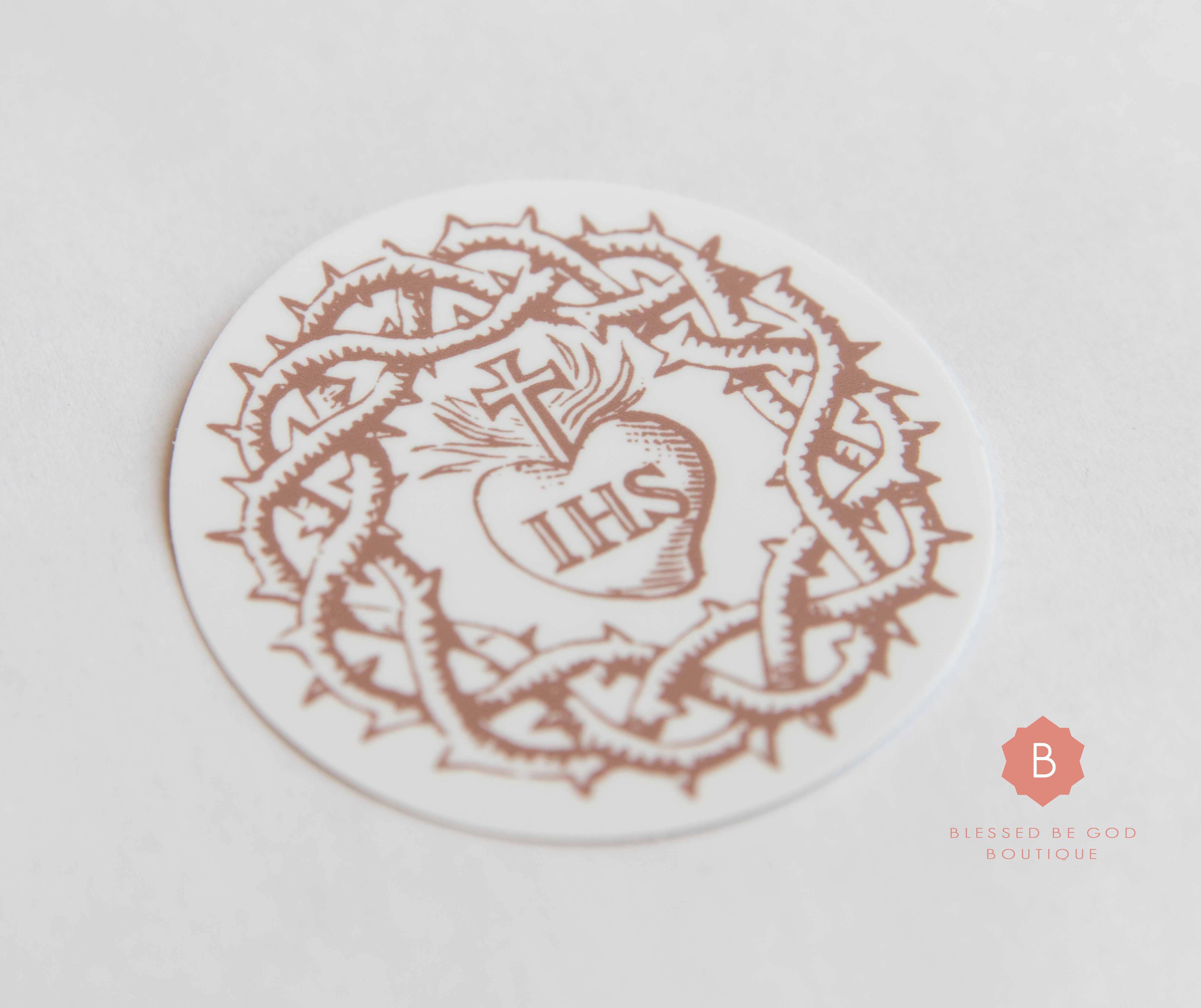 Blessed Be God Boutique - Wholesale Sticker - Jesus IHS Crown of Thorns Sticker, Catholic Vinyl Sticker2