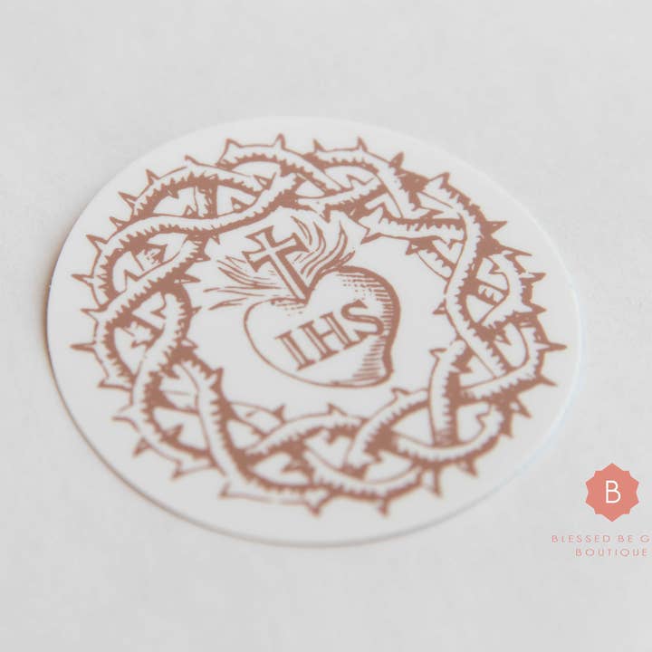 Blessed Be God Boutique - Wholesale Sticker - Jesus IHS Crown of Thorns Sticker, Catholic Vinyl Sticker2