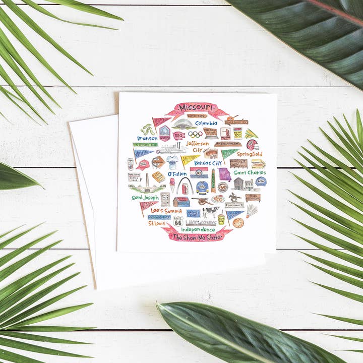 Missouri Icon Watercolor Notecard for wholesale by Green Blanky Studio