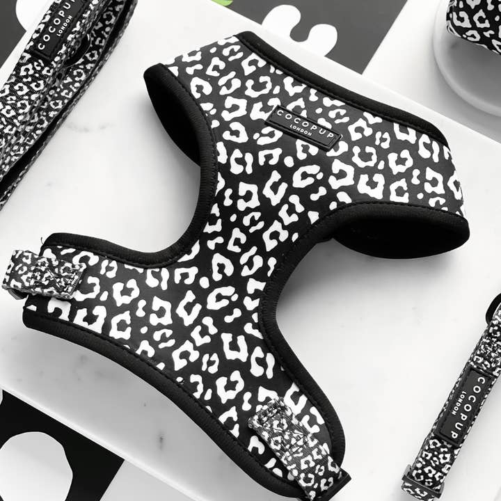 Cocopup London - Vente Harnais – chien - Harnais de cou ajustable léopard noir