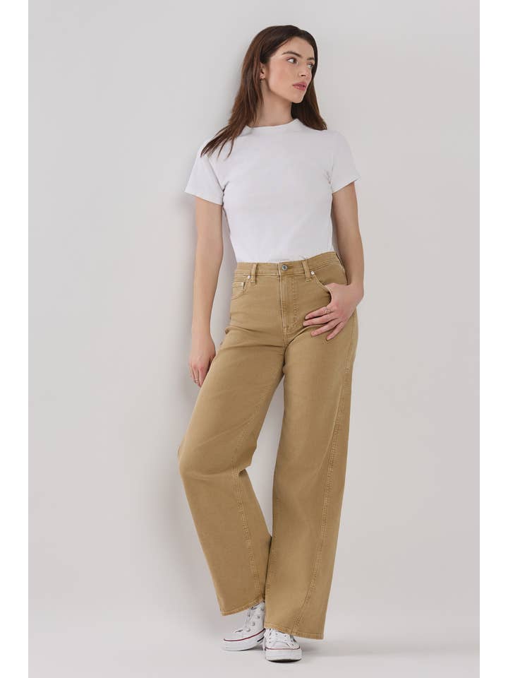 Ryder Super High Rise Baggy Jean-Light Wheat for wholesale on Faire