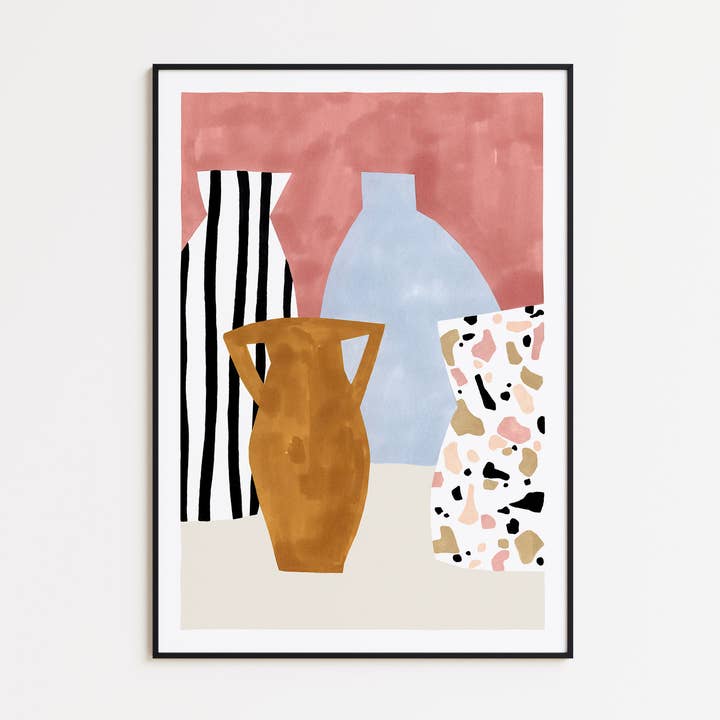 Stampa artistica illustrativa. Decorazione artistica da parete. Vasi in terrazzo per la vendita all'ingrosso da parte di Depeapa