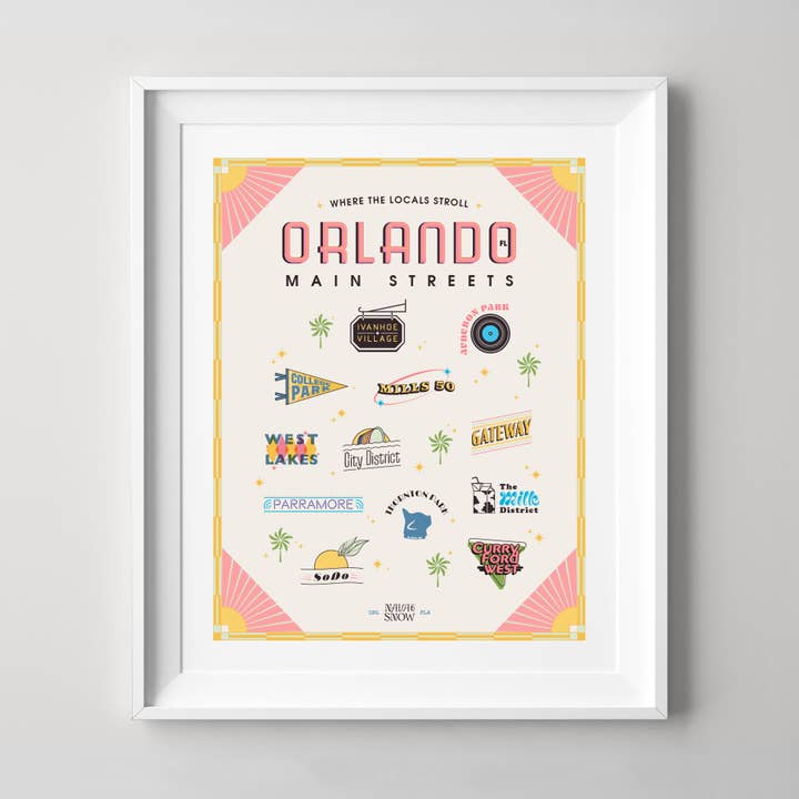 8" X 10" Orlando Main Streets Art Print for wholesale by Nava and Snow
