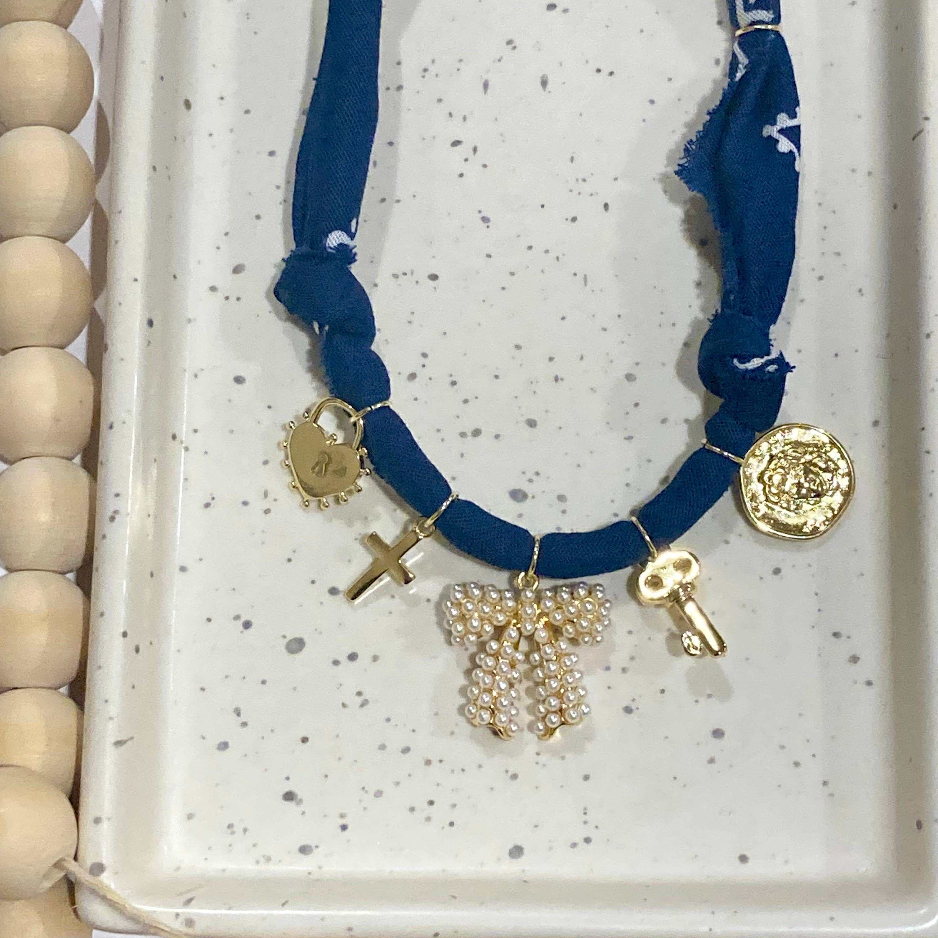 Larra Mirk Design - Wholesale Pendant/Charm Necklace - BANDANA CHARM NECKLACE | 5 Charms | Gold Filled1