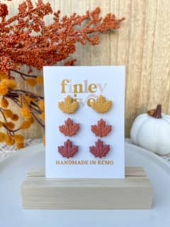 Handmade Polymer Clay Earrings | Unique Gifts for Her | Hypoallergenic Studs | Autumn Leaves Stud Pack | Fall Gifts for wholesale by Finley River | Trendy Polymer Clay Earrings | Hypoallergenic