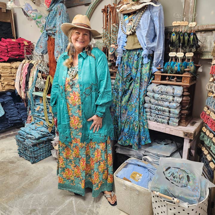 A Rare Bird Shop - Wholesale Dress - Women's - Teal Floral Dress