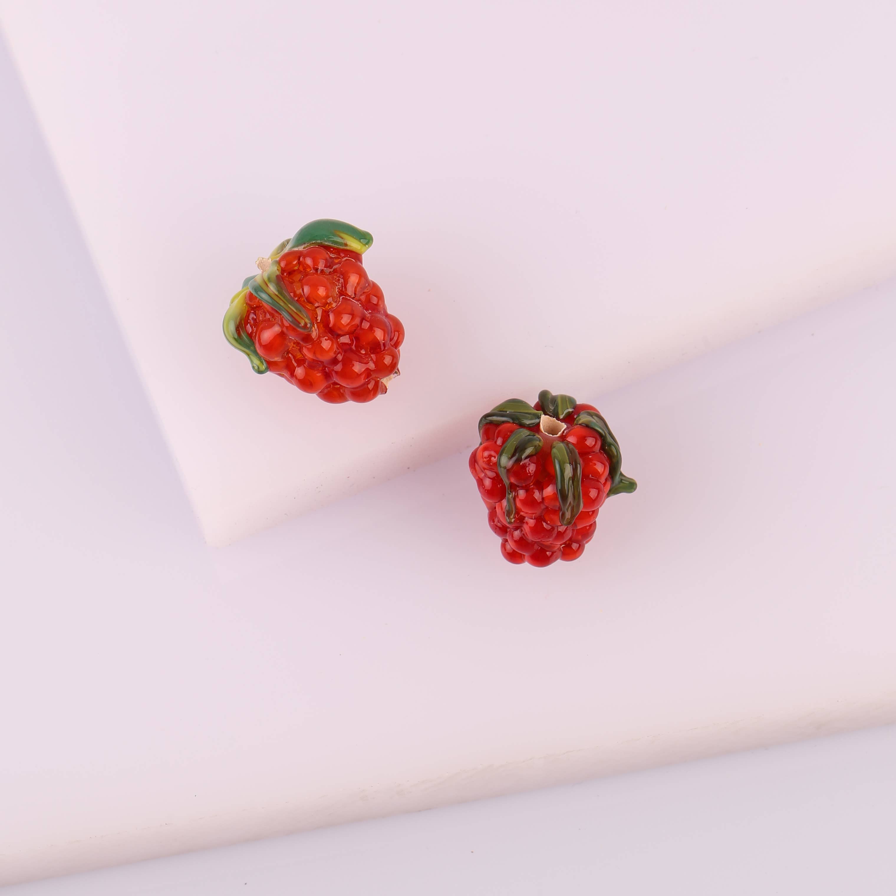 Adamodart - Wholesale DIY Jewelry - Kids - Murano Glass Raspberry bead, red fruit charm, Lampwork, DIY2