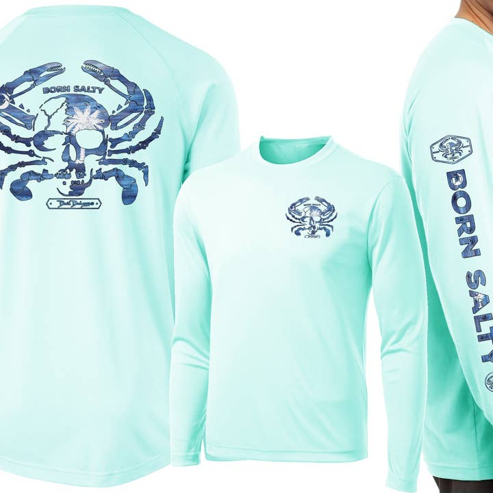 David Dunleavy - Wholesale Screen printed t-shirt – Men′s - Men’s Performance South Carolina Born Salty Skull Crab Long Sleeve2