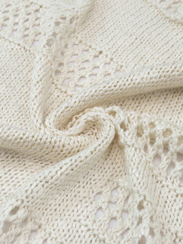 Apricot Casual Hollowed Knit Dolman Sleeve Cardigan for wholesale on Faire5