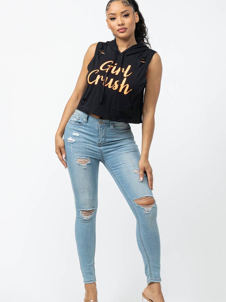 Julia by LoveJ - Wholesale Hoodie - Women's - Front Screen Laser Drawstring Hoodie Top19