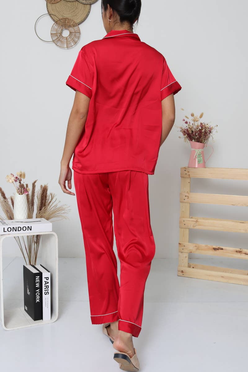 Belle Com'Elle – wholesale Sleepwear set – Women's – Solid Satin Pajama Set / N4651110