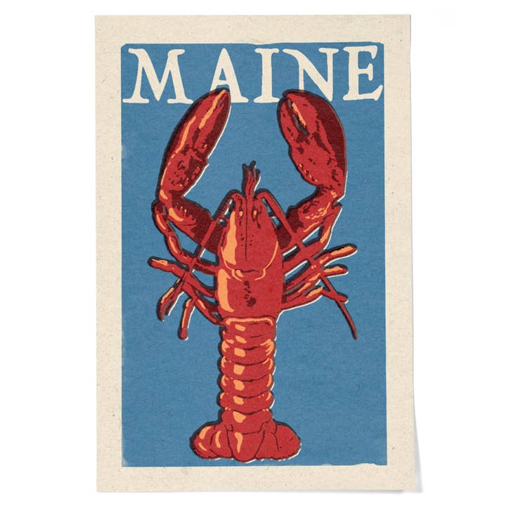 GICLEE PRINT Maine Lobster Woodblock for wholesale by Lantern Press