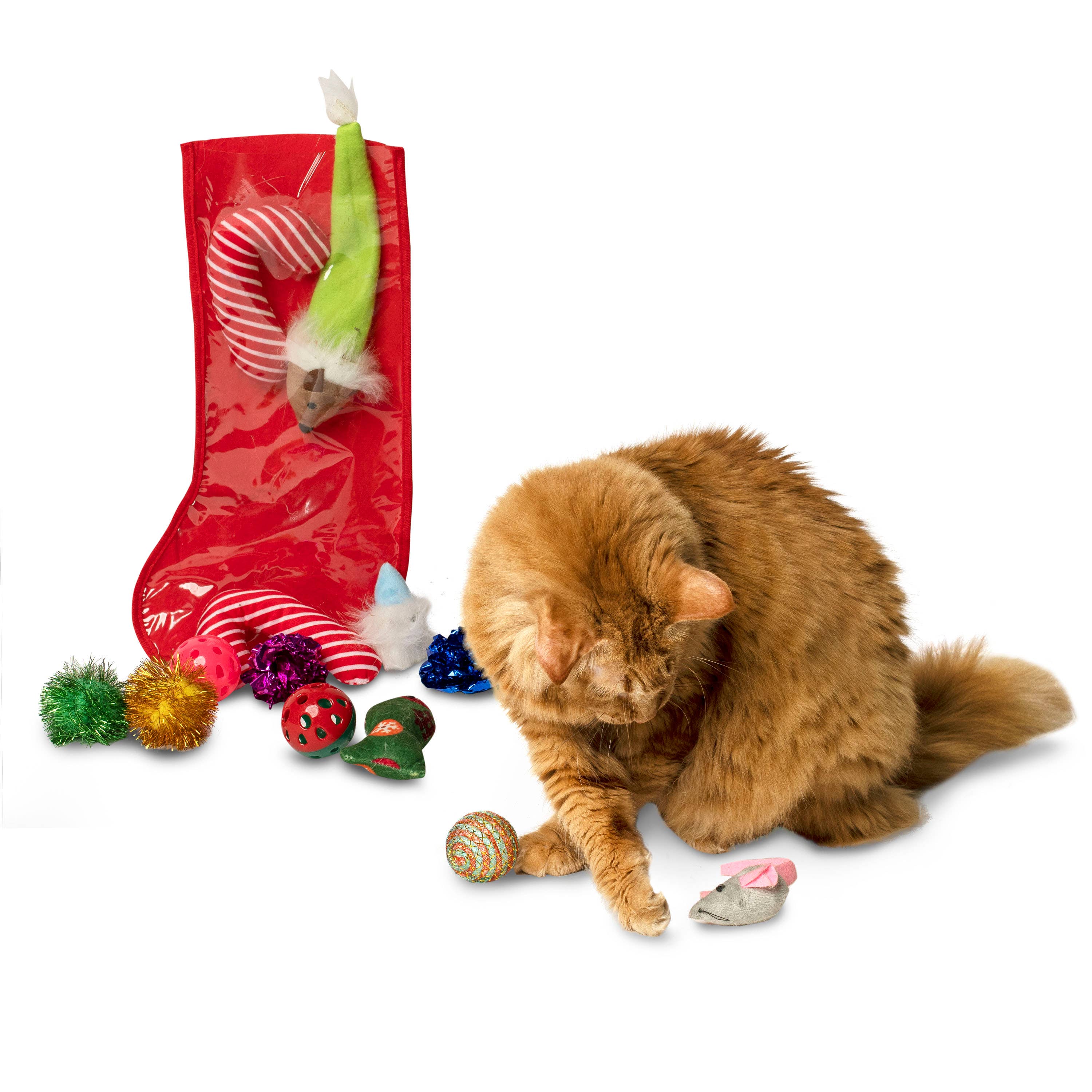 Midlee Designs – Engroshandel Legetøjssæt - Kat – Midlee Christmas Strømpe Cat Toy Gavesæt (14 Legetøj)7