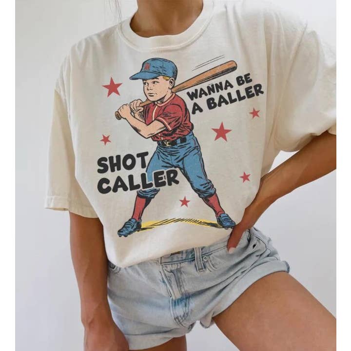 I Wanna Be A Baller Shot Caller T-Shirt or Crew Sweatshirt for wholesale by Peach Closet