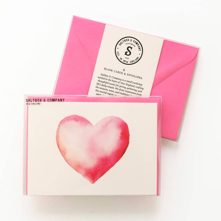 Rosa hjärta - Låda med 6 kort för wholesale av Saltbox & Company