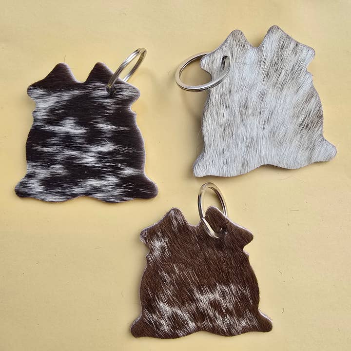 Ranchers Closet - Wholesale Keychain – Unisex - 10pc Hair-On Cowhide Keychain – Hide Shape