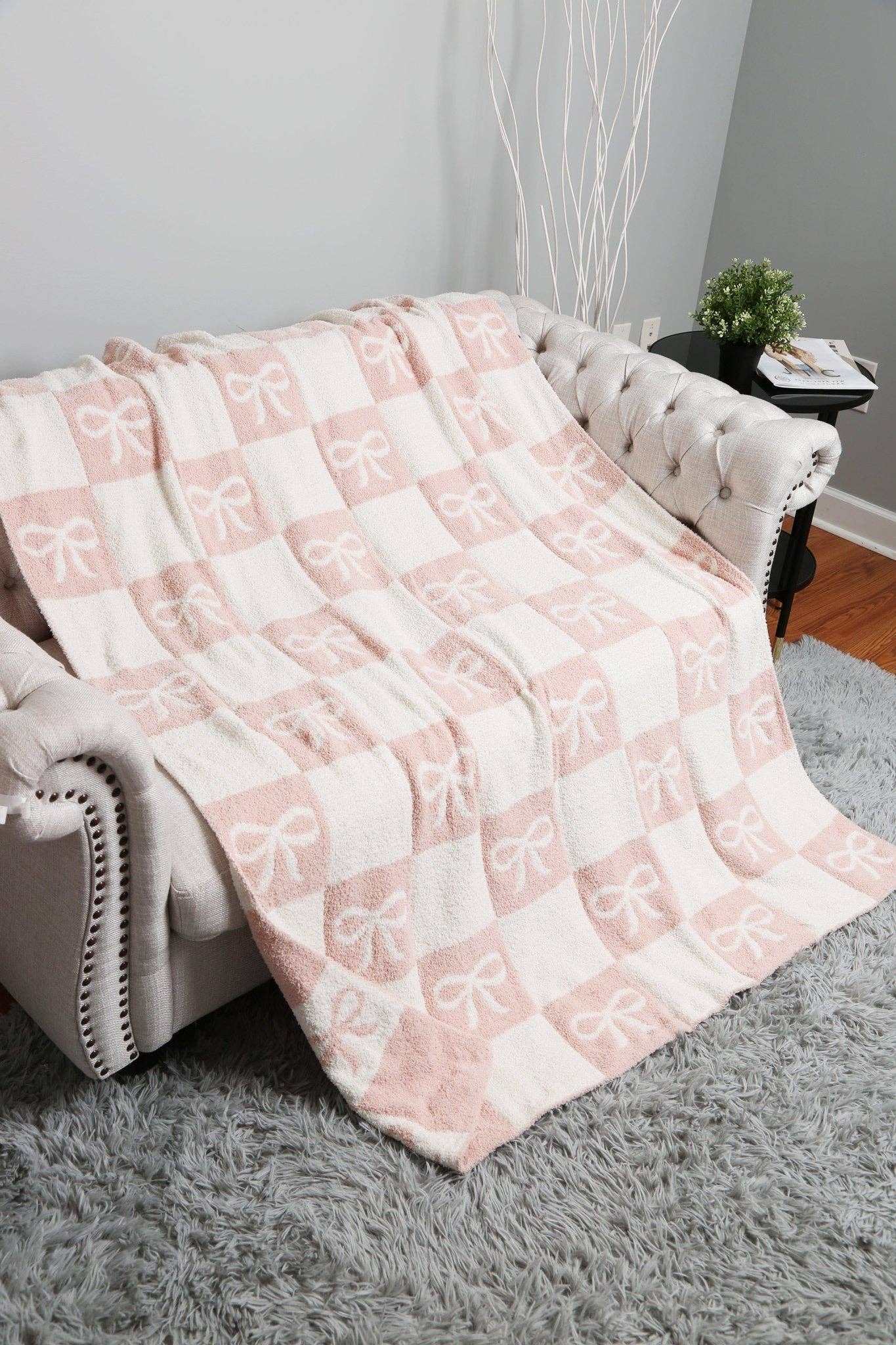 MiMi Wholesale - Wholesale Throw Blanket - JCL6055 Super Lux Ribbon Checker Blanket0