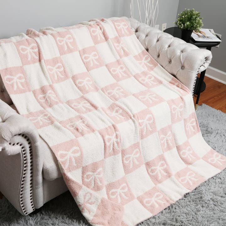 MiMi Wholesale - Wholesale Throw Blanket - JCL6055 Super Lux Ribbon Checker Blanket