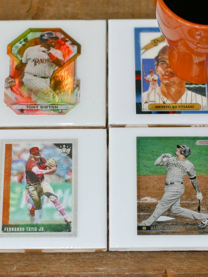 San Diego Padres Coasters - Ceramic Tile Made from Cards for wholesale by Jake and Dean Uncommon Coasters