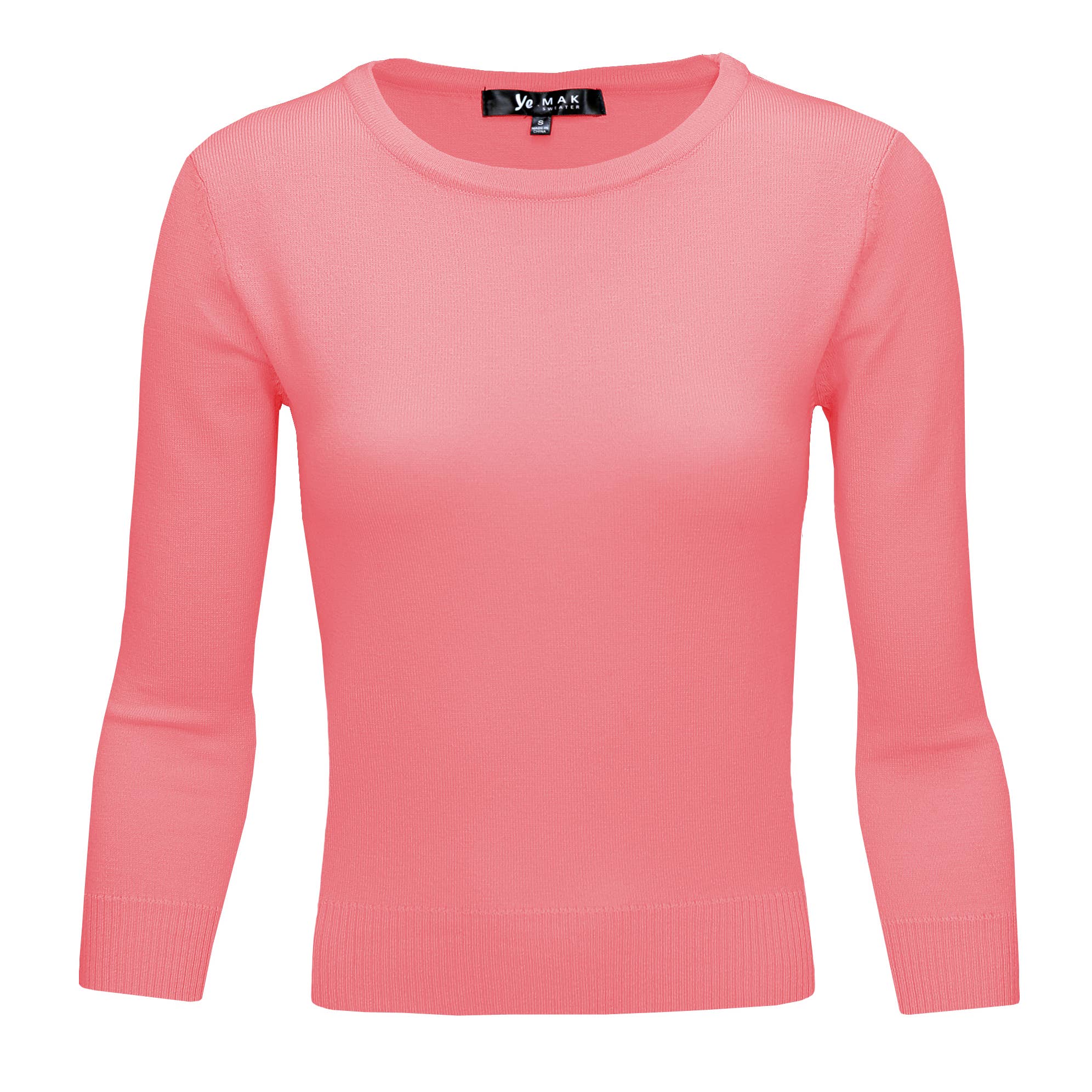 Mak - Wholesale Knit Top - Women's - 3/4 Sleeve Crewneck Soft Lightweight Basic Knit Top MK363630