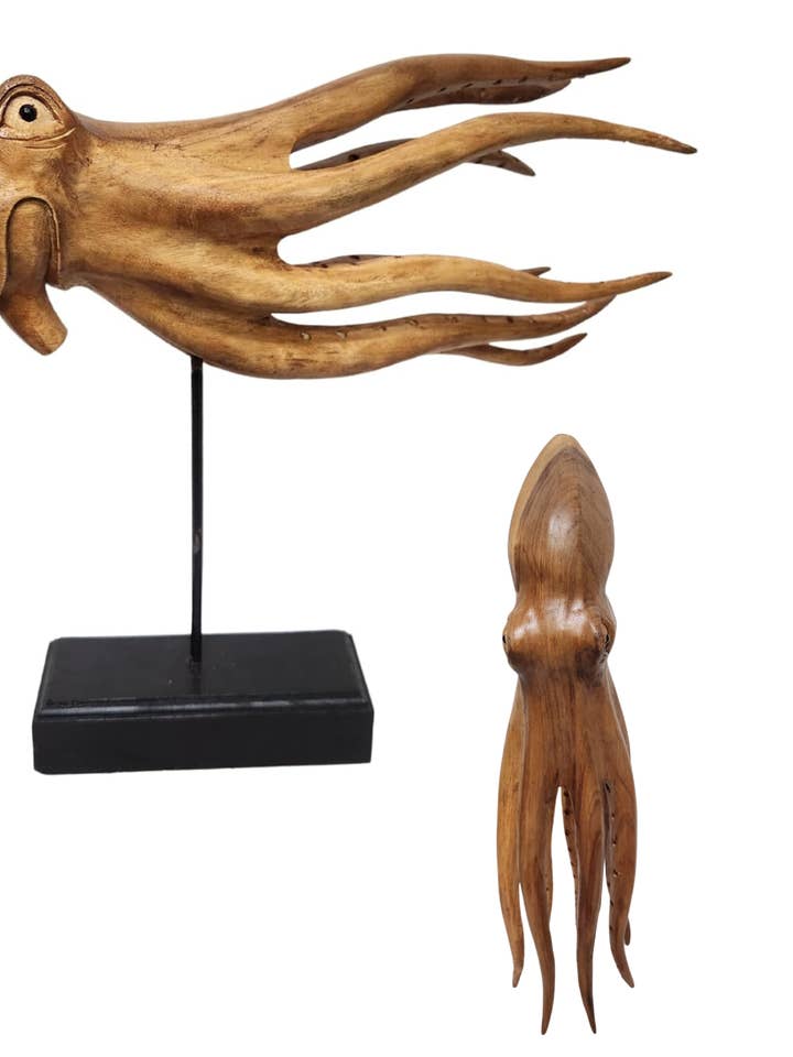 Octopus Beautiful Unique Hand Carved Sculpture Mahogany for wholesale by White Elephant