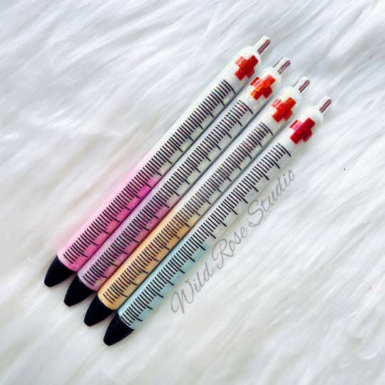WildRoseStudio21 - Wholesale Pen - Glitter Nurse Pen | Pastel | Syringe Pen | Nursing Pen