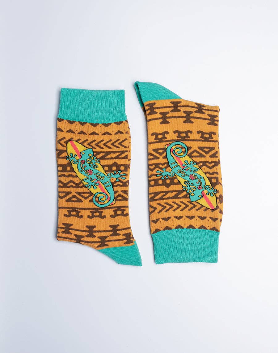 Just Fun Socks - Wholesale Socks - Men's - Men's Tribal Gecko Tropical Crew Socks3