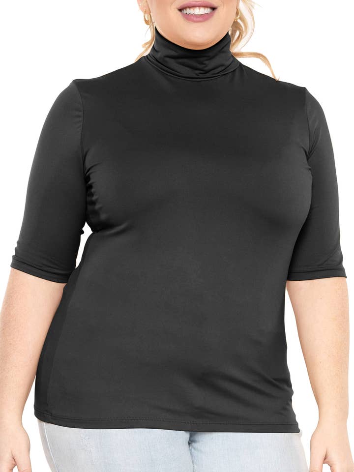 Women's Plus Size Warm Short Sleeve Turtleneck Top | Ultra Soft for wholesale by Stretch Is Comfort