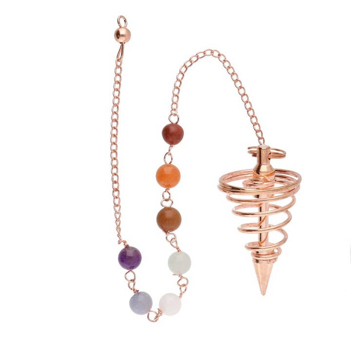 Copper Spiral Pendulum with Chakras (COB13) for wholesale by Vives de la Cortada S.L