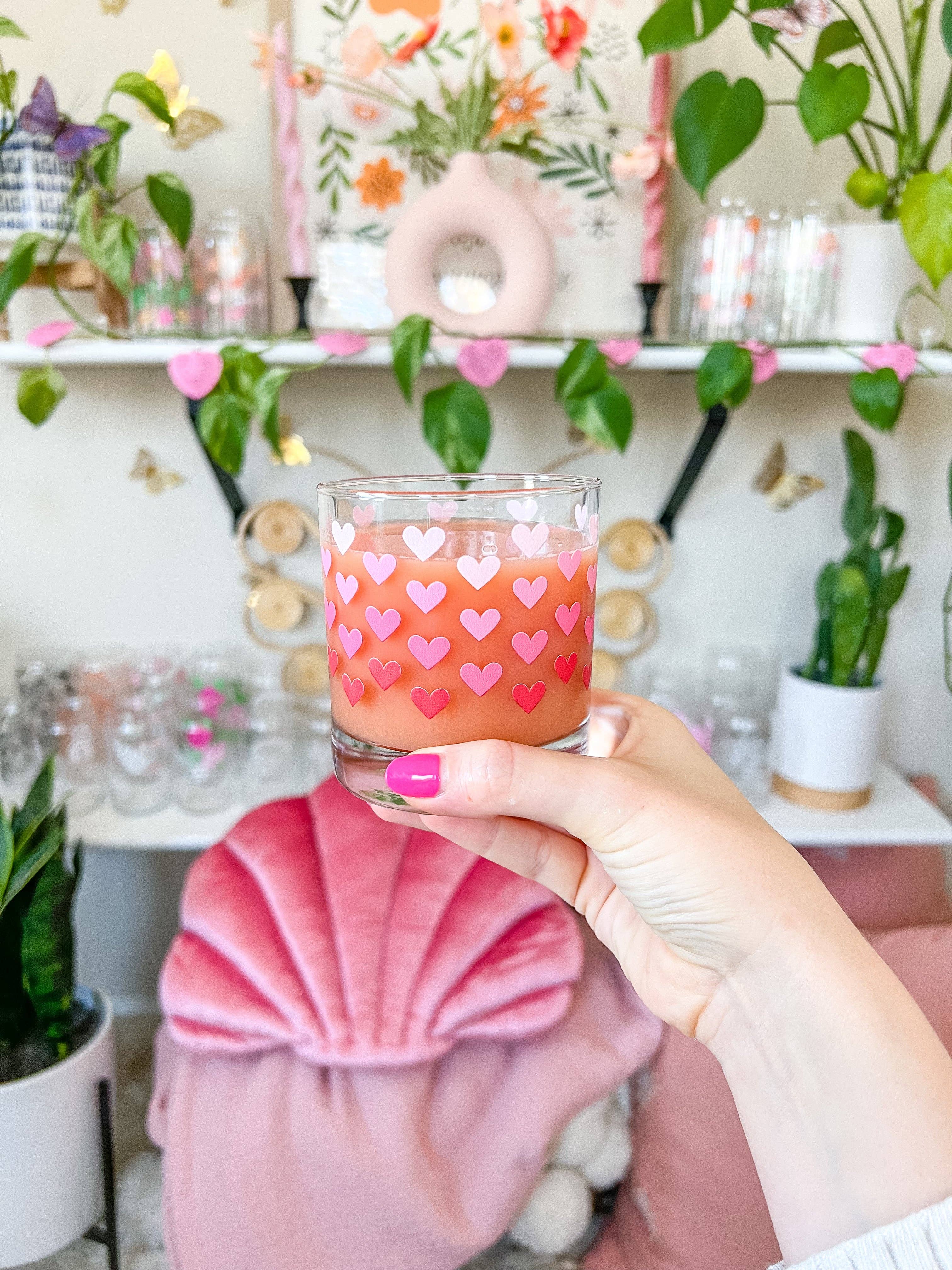 Hart and Flora Shop - Wholesale Cocktail/Liquor Glass - 11oz Red Hearts Cocktail Glass2