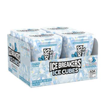 Ice Breakers Cubes Gum Bottle Mint Crytal 40ct 4 Pack for wholesale by Long Island Candy Factory