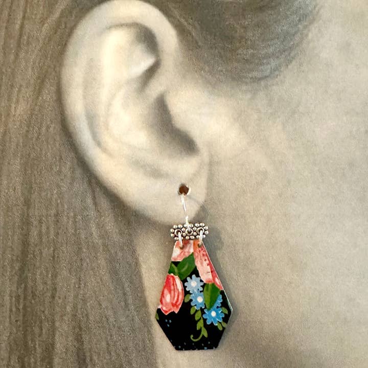 TTE Designs - Wholesale Dangle Earrings - Best Sellers - Set of 12 Recycled Vintage Tin Earrings 1