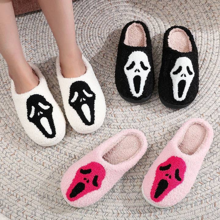 ACCITY - Wholesale Slippers - Women's - NEW HALLOWEEN GHOST FACE COTTON SLIPPERS_CWSHS075810