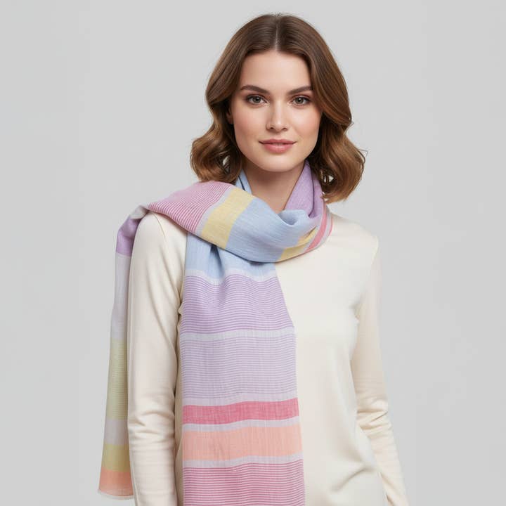 Blush Skies Handwoven Linen Scarf
for wholesale by SADHU HANDMADE NATURALS