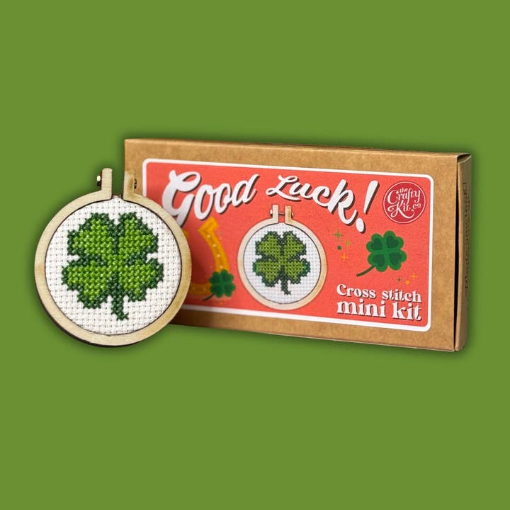 Good Luck! Mini Matchbox Cross Stitch Kit for wholesale by Mini Matchbox Kits