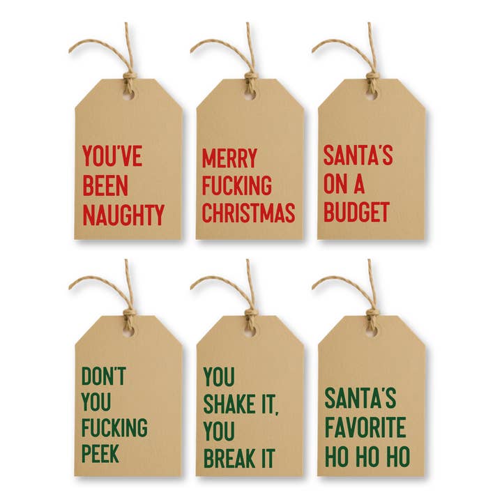 set of 6 christmas/holiday themed gift tags for wholesale by Ink & Attitude Stationery Company