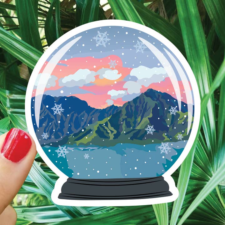 Snow Globe Hanalei Sticker for wholesale by Bee Beachey Designs