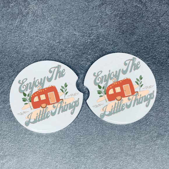 Posavasos para coche Enjoy The Little Things, juego de 2 para venta al por mayor de K.A Designs
