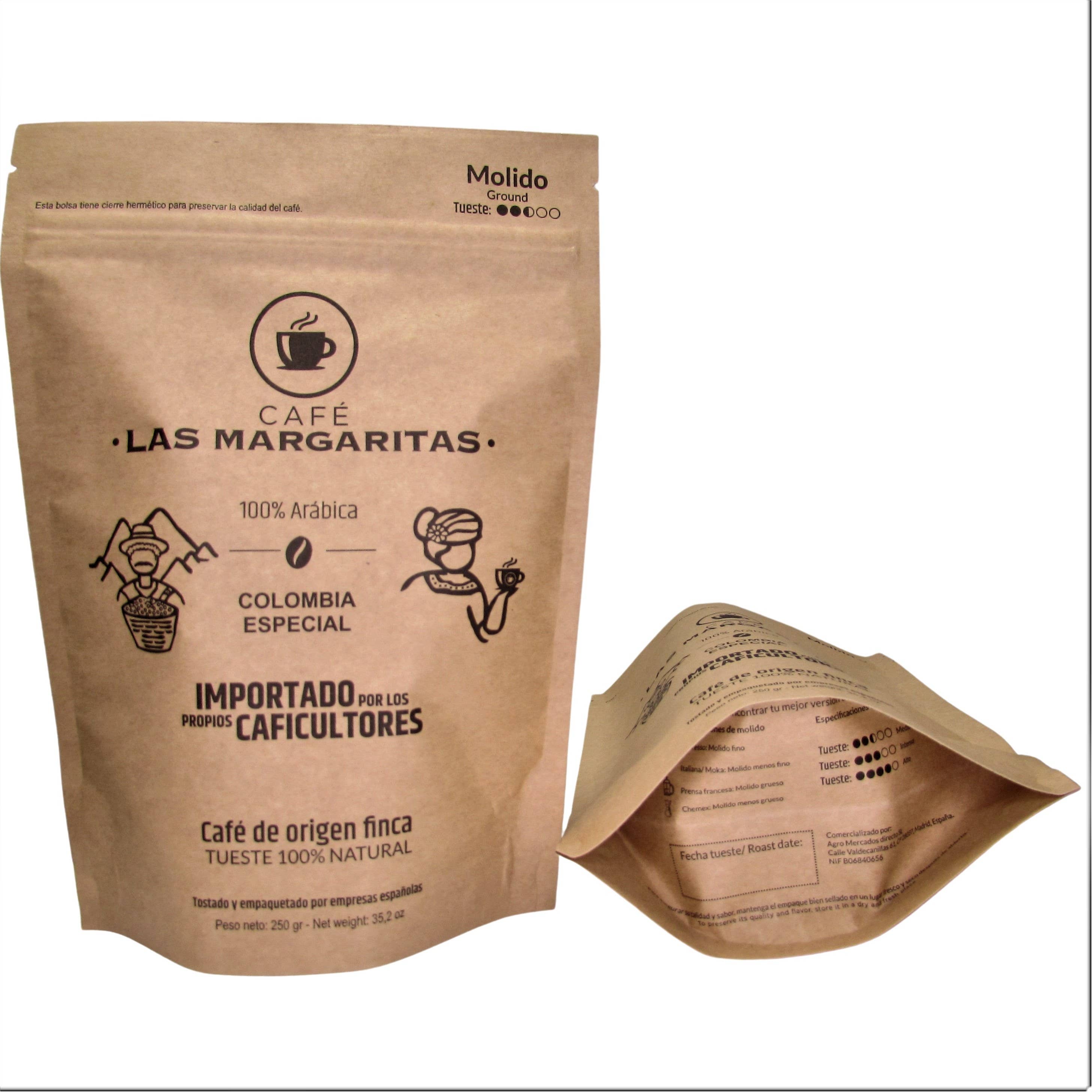 Café Las Margaritas - Wholesale Coffee Beans - Colombia coffee mix 5/MILLED+3GRAIN of 250g arabica brown roast4