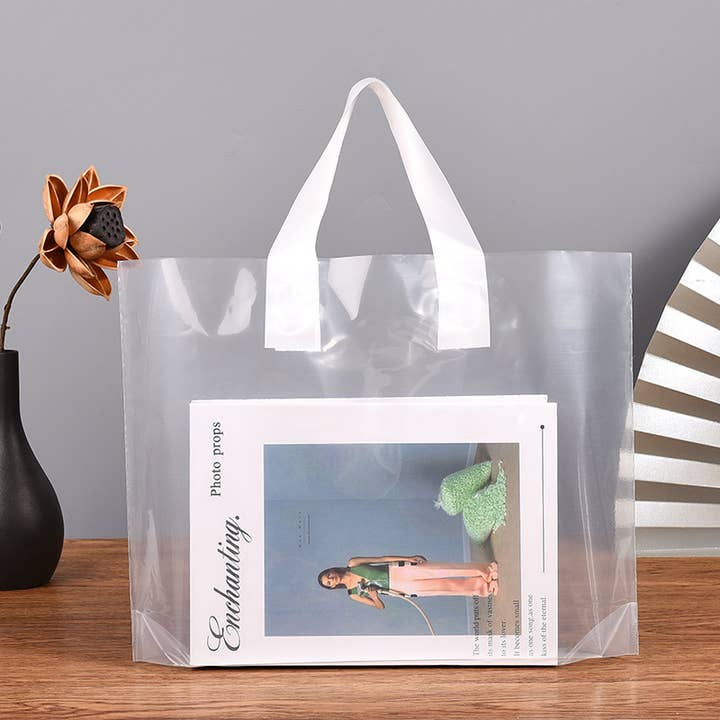 ByHome - Wholesale Gift Bag - 50pcs, 3 sizes Transparent PVC gift bag with white handle
