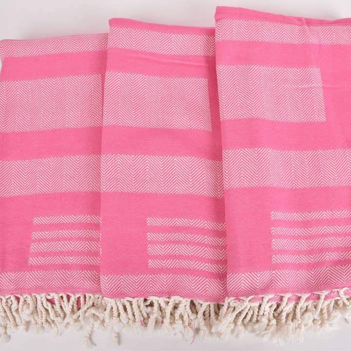 Organic Turkish Towels - Wholesale Beach Towel - Beach Towels, Pink Chevron Towel for Relaxation7