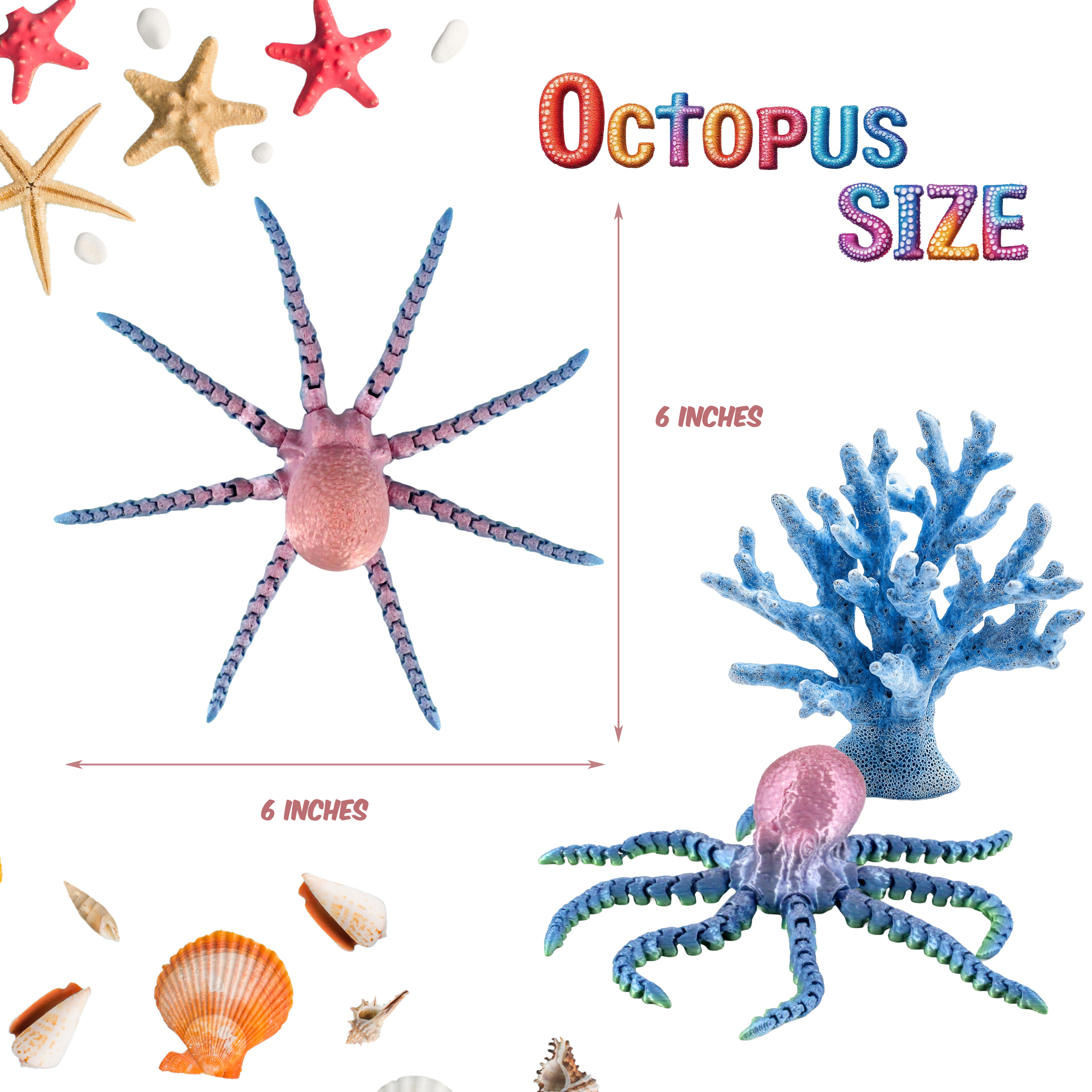 PowerTRC 3D Print - Wholesale Party Favor - 3D Printed Articulated Octopus Fidget Toys Mix Color2