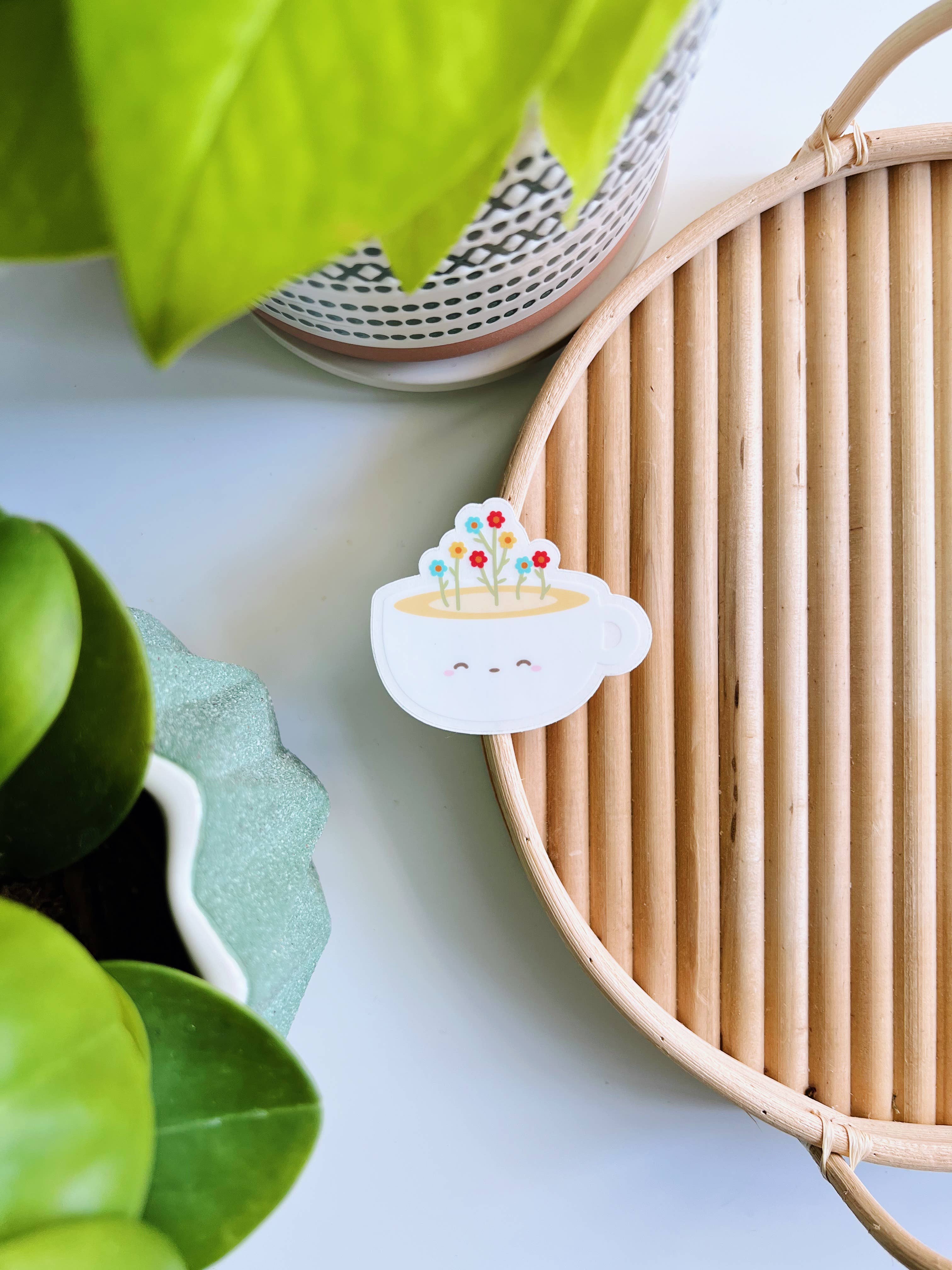 Matcha Paper Co. - Wholesale Sticker - Bloom Latte Cups Clear Vinyl Stickers5